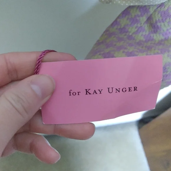 Phoebe x Kay Unger Purple and Tan Houndstooth Ruffle Trim Zip Up Blazer Size 2 - Picture 16 of 16